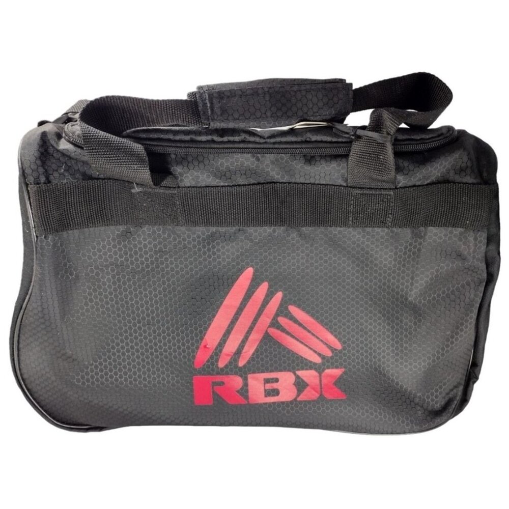 RBX‎ Duffel Gym Bag Small Durable Black Red Logo Zip Top Fits Gym Locker